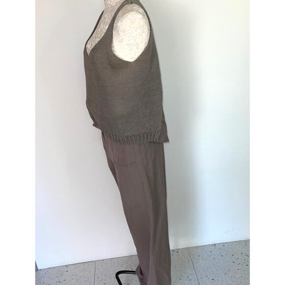 Crea Concept Pant Set Womens Three Piece Tank Top Trousers Shrug Cotton Linen - Picture 14 of 14